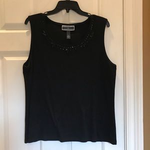 Jeweled cotton sleeveless top